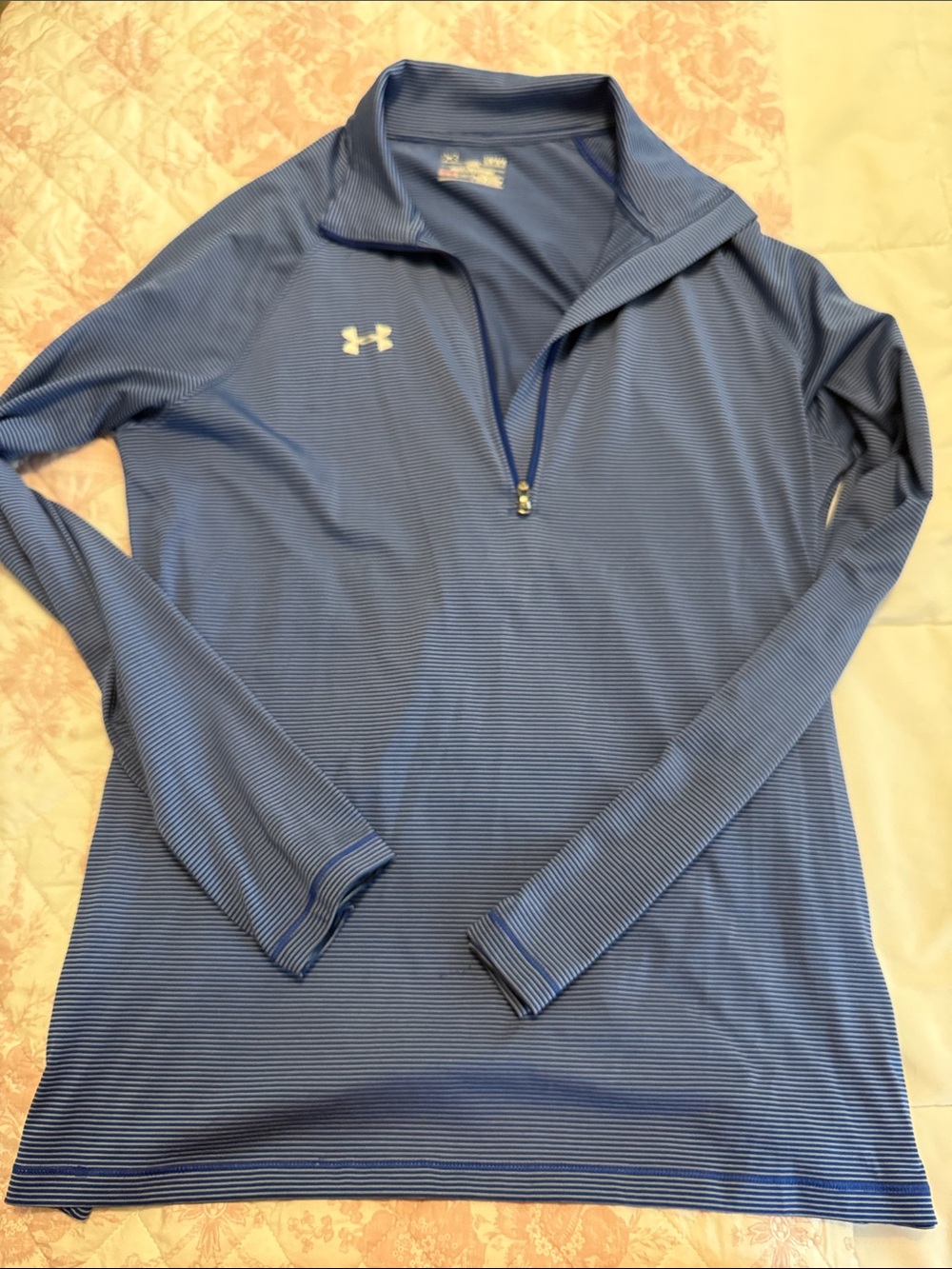 Under Armour Women's Light Blue Striped Quarter-Zip Pullover